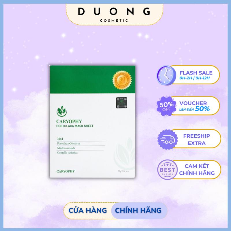 [Quỳnh Anh x Dương Cosmetic] Hộp 10 miếng Mặt Nạ Caryophy hỗ trợ làm dịu da Portulaca Mask Sheet 22g Hàn Quốc