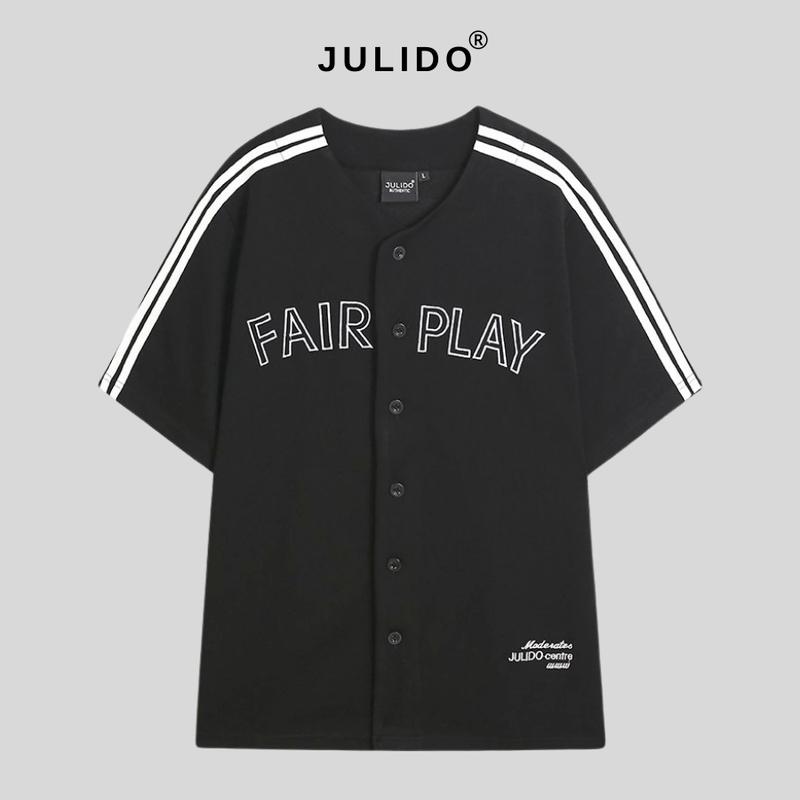 Áo sơ mi bóng chày JULIDO, áo cardigan bóng chày FAIR PLAY nam nữ - P872