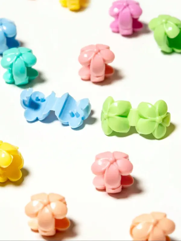 Random Color Cute Mini Flower Design Hair Clip, Colorful Hair Accessories for Women & Girls, Simple Style Plain Color Temperament Seamless Bangs Clip for Party, Daily Clothing Decor, Barrettes 3