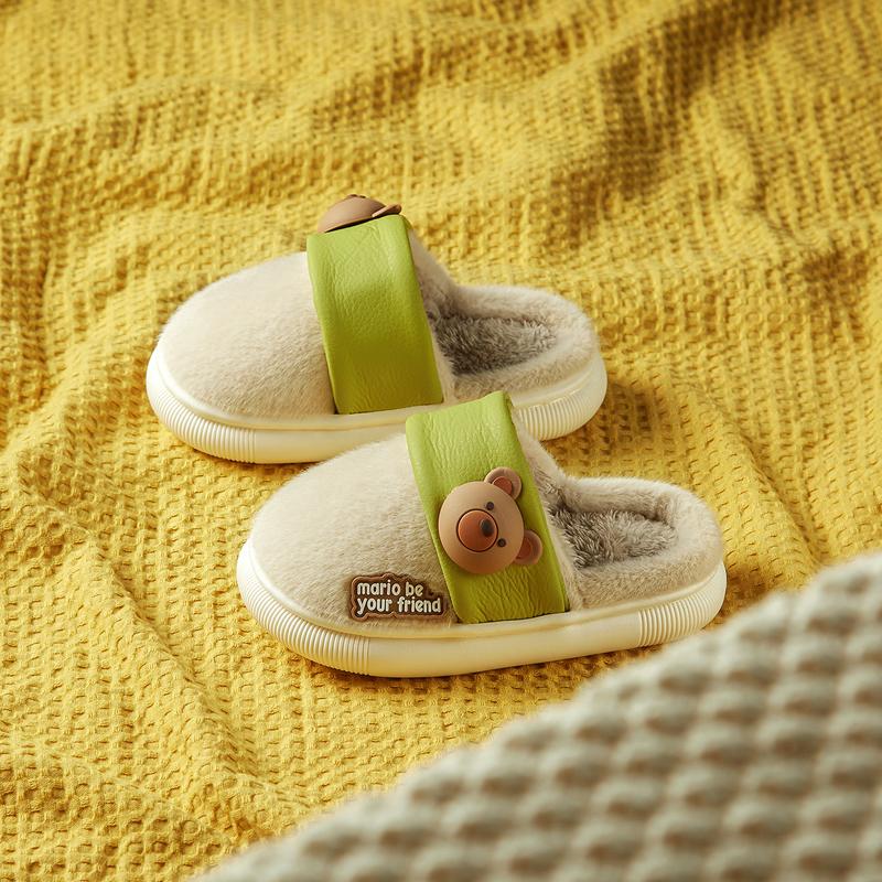Cheerful Mario Baby Bear cotton slippers for children Winter boys and girls cute fluffy autumn and winter home non-slip slippers for children 1