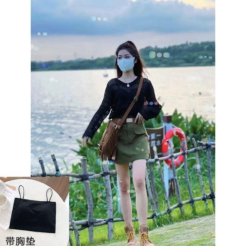 Product Introduction of Áo Len Mùa Hè Cho Nữ, Dáng Rộng Vừa Vặn, Phong Cách Thường Ngày Phong Cách Hàn Quốc, Thiết Kế khoét Áo Dài Tay Mỏng, Thích Hợp Mặc Ngoài Trời, Hàng Mới Về Năm 2024 13