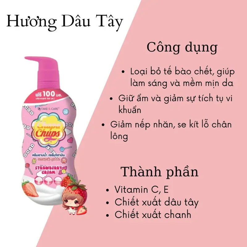 sưɑ~ tắm hương hoa quả Chupa Chups Thái Lan chai to 550ml hàng chính hãnġ 3