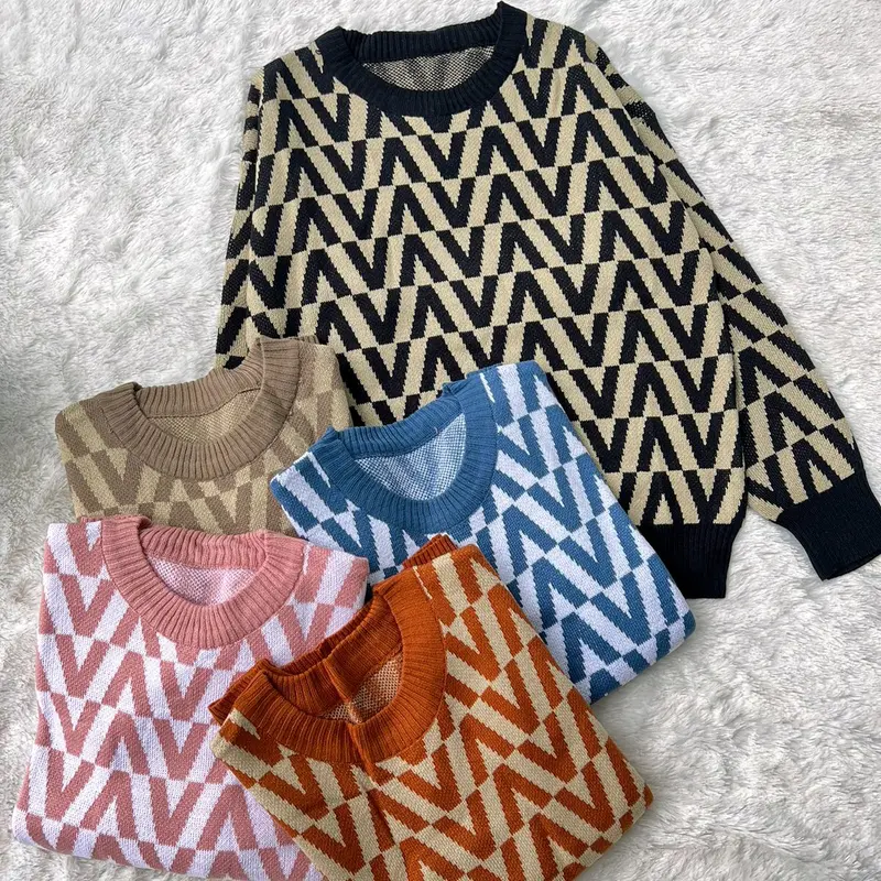 GEA SWEATER RAJUT KNIT IMPORT MOTIF V//Atasan RAJUT WANITA Top  Panjang Tangan 0