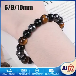 Gelang Terapi Kesehatan Batu Magnet Blustin Hematite Gelang Couple Pasangan Tiger Eye Bracelet 6 8 10Mm