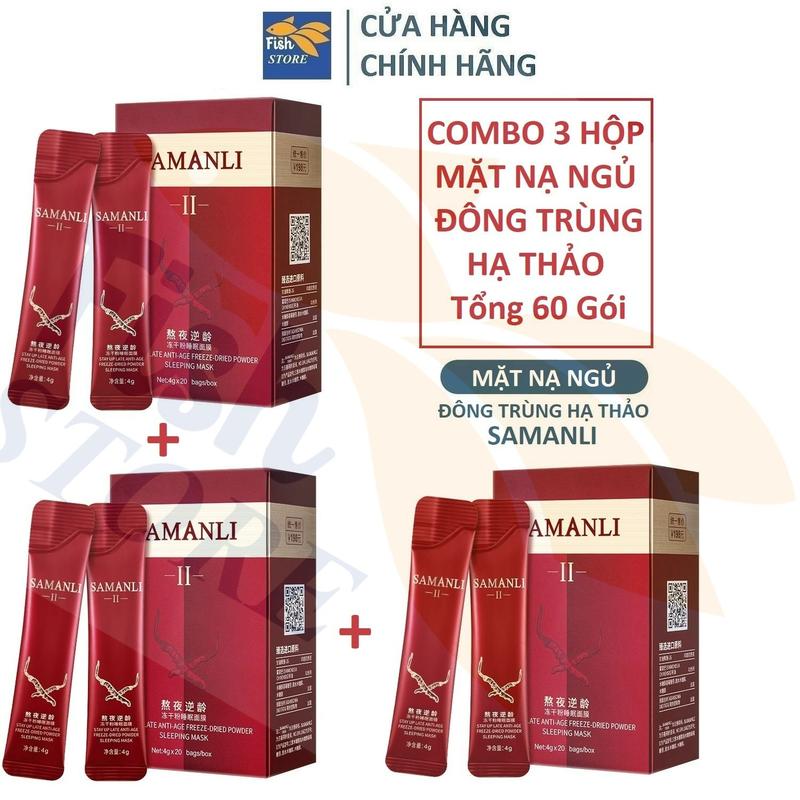  COMBO 3 Hộp 60 Gói Mặt Nạ Chiết Xuất Thành Phần Đông Trùng Hạ Thảo Samanli Làm Đẹp  Dưỡng Ẩm Da  Dưỡng Da  Làm Đẹp Da Skincare tại nhà FISHVN 