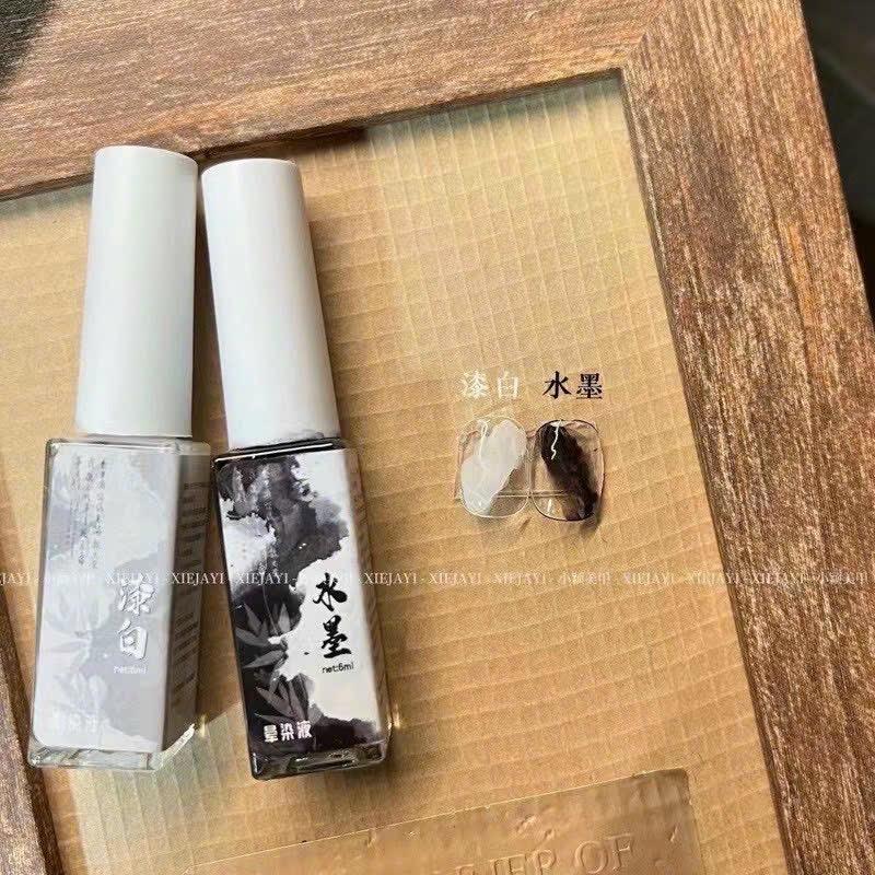  Chai Cồn loang cọ nét đen - trắng trang trí móng nail cực đẹp 