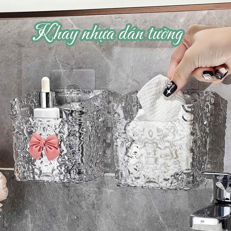  Khay đựng đồ make up dán tường - khay để bàn chải H002 đồ dùng đa năng hình nơ phong cách hiện đại 