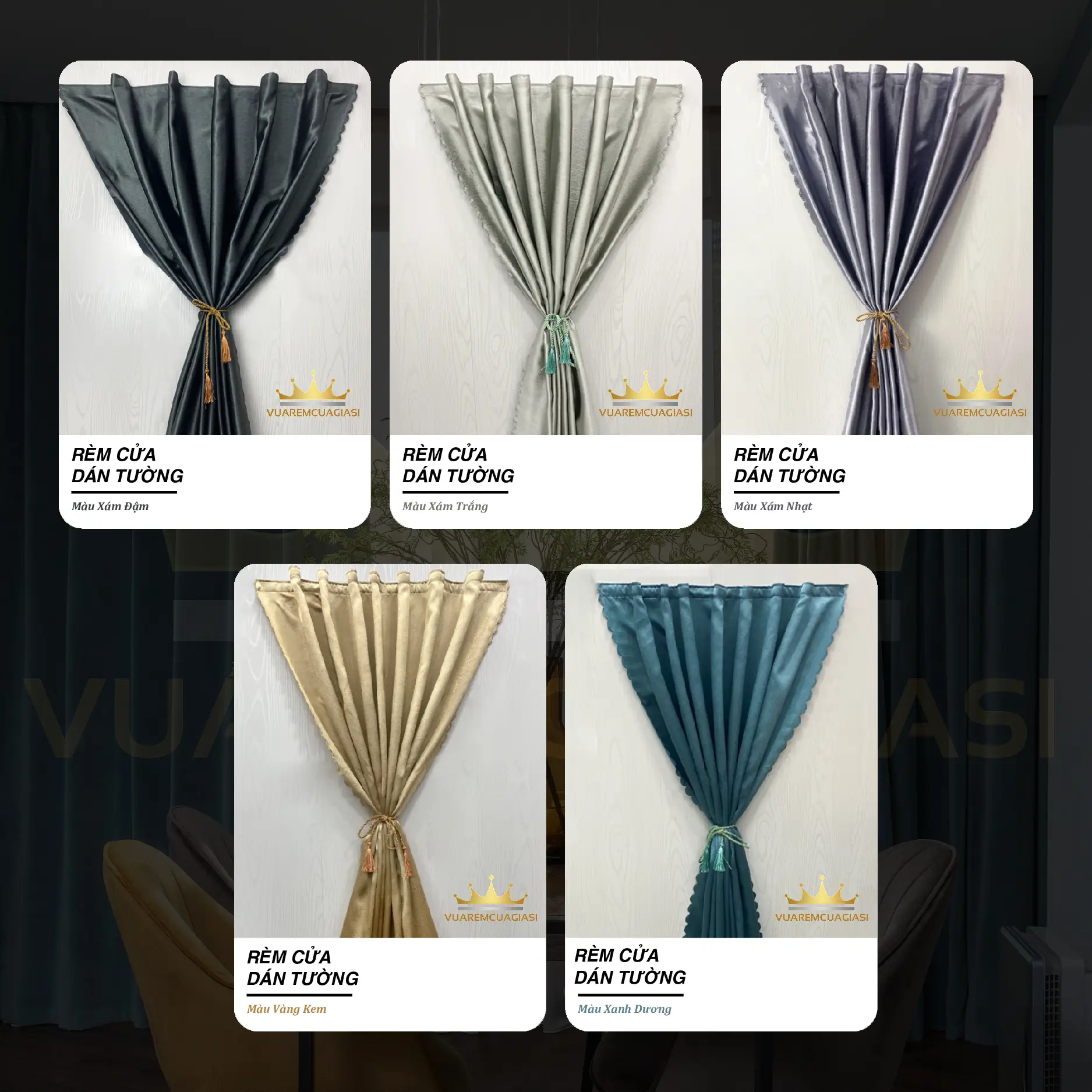 Rèm Cửa Dán Tường Loại 1 Cao Cấp Rèm Chống Nắng Chất Liệu Vải Gấm Dệt Decor Trang Trí Phòng Ngủ VUAREMGIASI VIPMD11 rem dan - 1