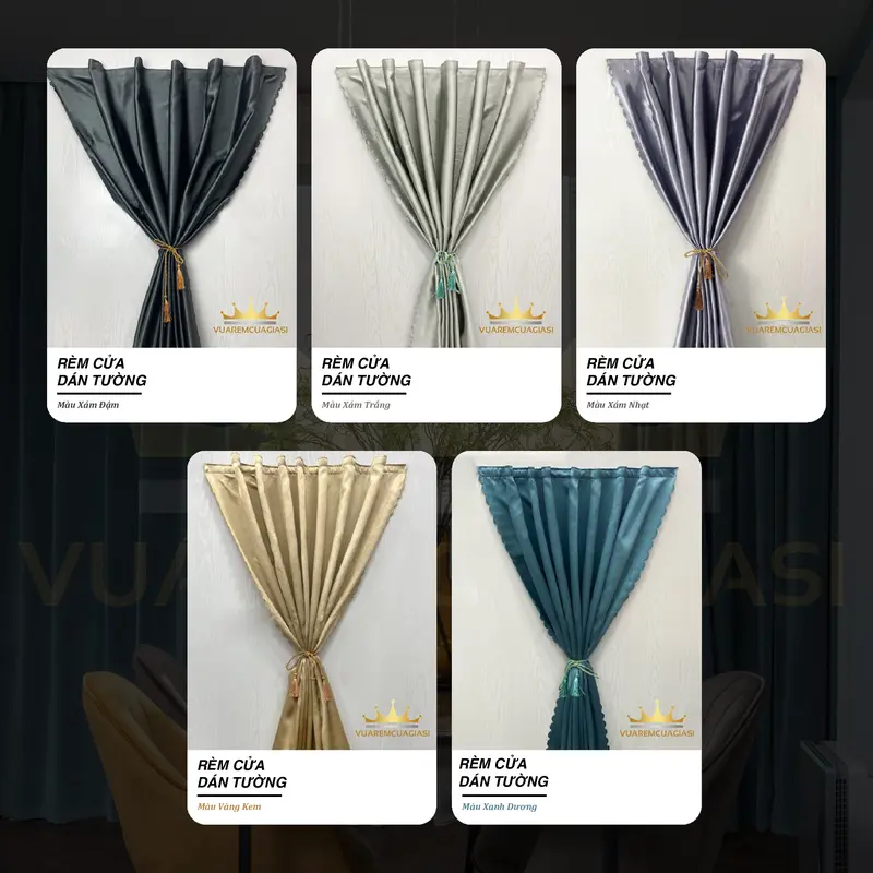 Rèm Cửa Dán Tường Loại 1 Cao Cấp Rèm Chống Nắng Chất Liệu Vải Gấm Dệt Decor Trang Trí Phòng Ngủ VUAREMGIASI VIPMD11 rem dan