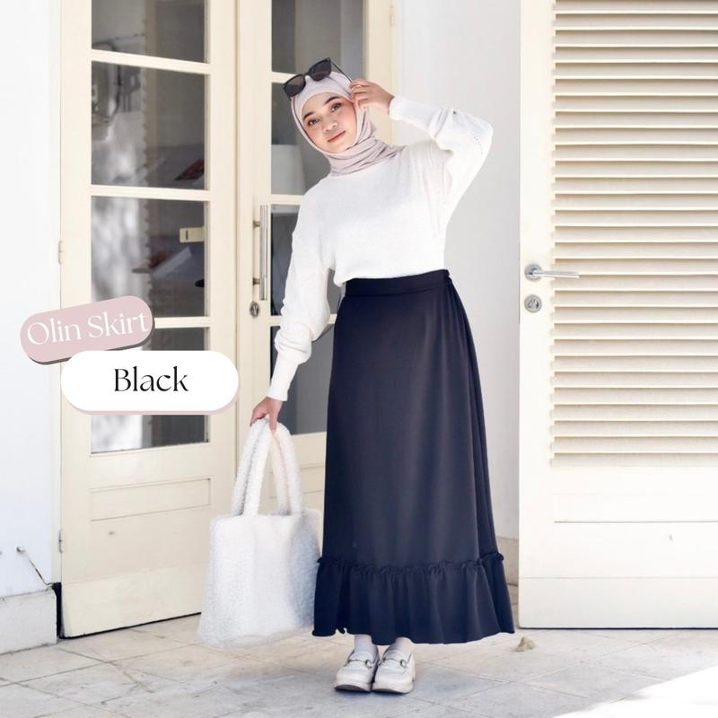 Olin Skirt / Rok Ruffle / Rok Korea Polos Cantik Karet 2