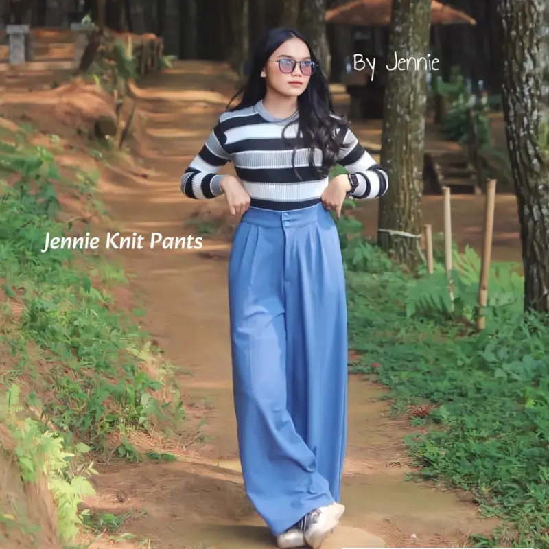 Nacha Clearance Sale Loose High Weist Pants Basic Celana Panjang