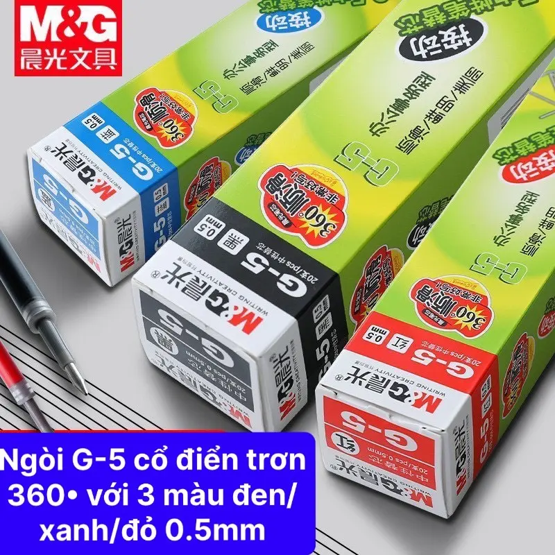 Ruột bút bi nước, bút gel M&G G-5 cao cấp 9018 9019 màu đen/xanh/đỏ ngòi 0.5mm 0.38mm thay thế GP-1008, MG1163, AGP02376 1