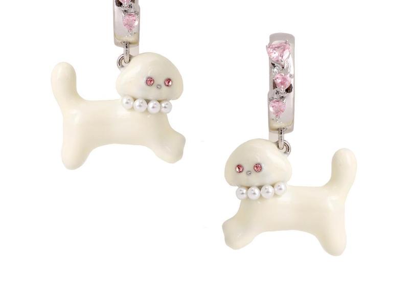 Product Introduction of Dog Eardrops Earrings Heart-Shaped Zircon Niche Earrings Ornament woman gelang  tangan 1