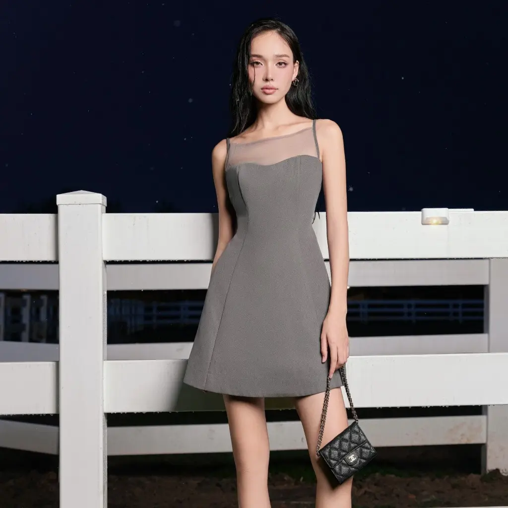 Đầm Cúp Ngực Komel Phối Lưới Co Dãn Nhẹ JOVEN