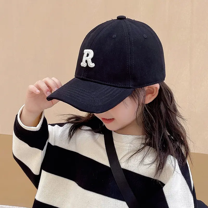 2025 Kids Embroidered Baseball Cap - Cotton Snapback with Adjustable Fit for Boys Girls, UV Protection & Hip Hop Style (Spring/Summer, 5-12Y)
