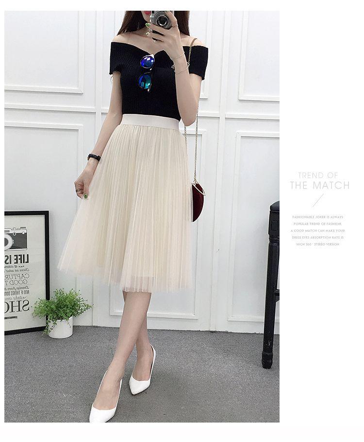 Product Introduction of Women's Summer New Mesh Skirt Pleated A- line Skirt High Waist All-Matching Skirt Tulle Skirt 6