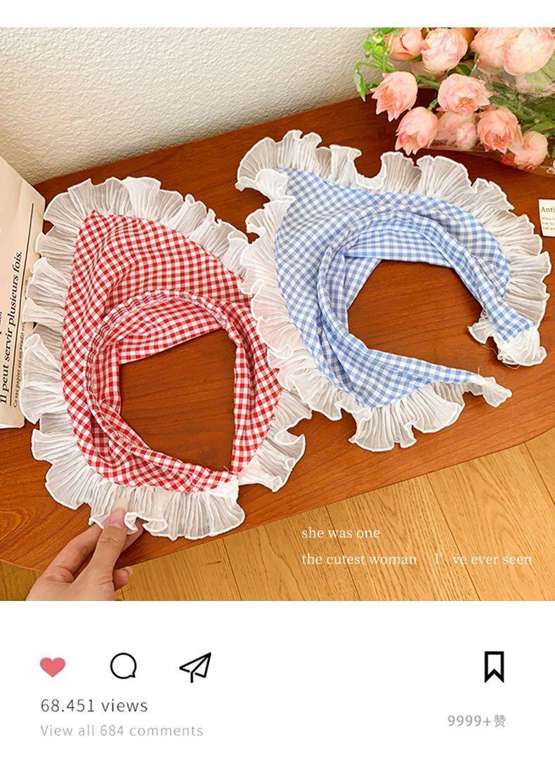 Product Introduction of Băng Đô Kẻ Sọc, Dành Cho Trẻ Em, Không Trơn Trượt, Phong Cách Đồng Quê, Với Trang Trí Ren, Khăn Quàng Tam Giác, Thích Hợp Cho Bé Gái Và Bé, Kẹp Tóc Băng Đô 8