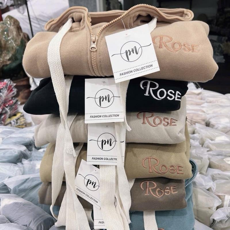 Áo khoác Nỉ Dày Dặn Thêu Rose Form Lửng Nữ - Freesize 40-65kg - Women Top 1