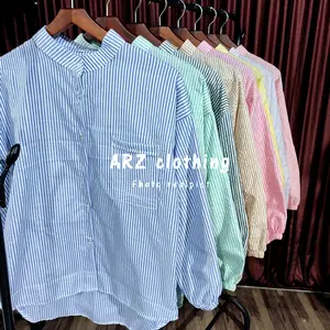 Sierra Kirani kemeja motif salur wanita terbaru Size M L XL XXL JUMBO atasan tunik cutting oversize Baju Kancing Tangan Panjang Motif Stripe Garis