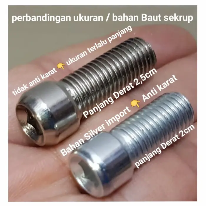 BAUT/SEKRUP MUR SPION TOMOK DUCATI/CIRCUIT/CIRKUIT/RIZOMA/TOMOK V2 V5 - UKURAN BAUT 12, Drat Putar Kiri 1
