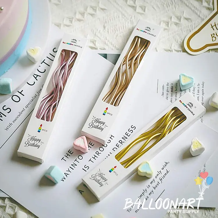 [6pcs] Lilin Chrome Curly Panjang/Lilin Spiral Twist/Lilin Ulang Tahun/Birthday Candle