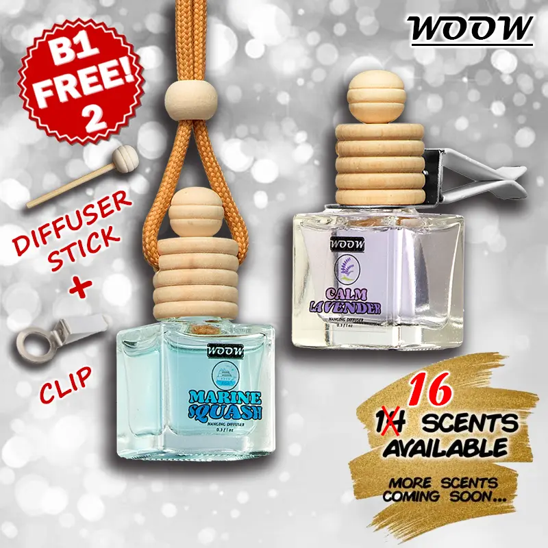[FREE CLIP&STICK] Hanging Diffuser Car & Room & Bathroom Air Freshener (Oil Based Fragrances)