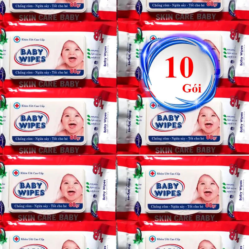 [ Combo 10 Gói ] Khăn Giấy Uớt  Baby Wipes 80g Cao Cấp