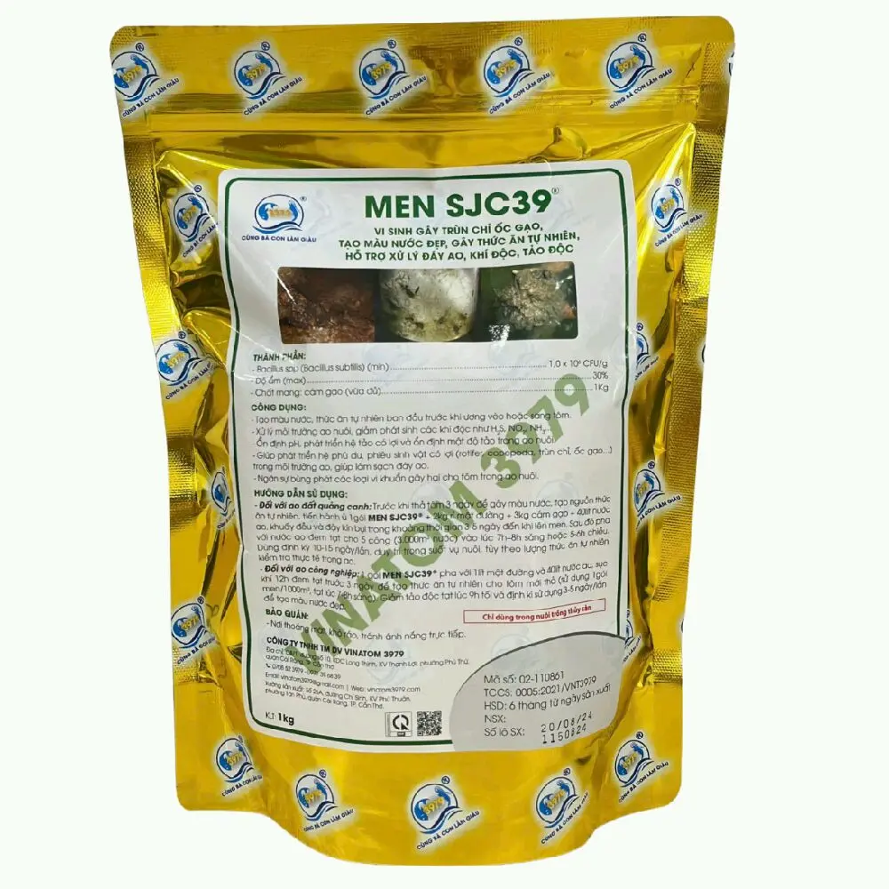1 gói Men sjc 39  Gây mồi, gây màu nước hỗ trợ xử lý đáy ao