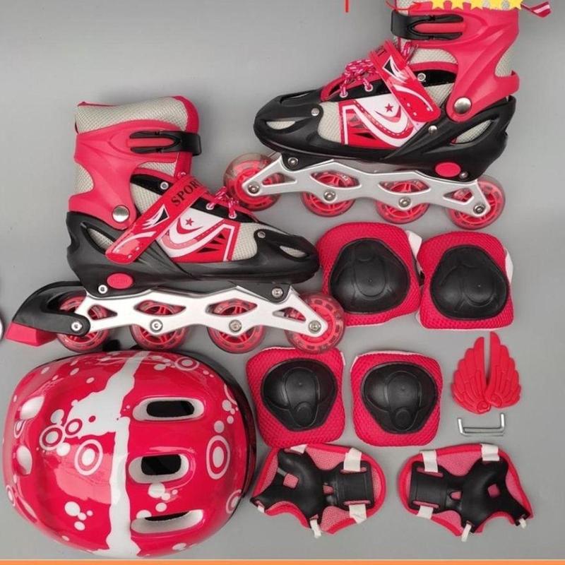  GIÀY TRƯỢT PATIN  TRẺ EM  KÈM MŨ BẢO HỘ +BẢO VỆ ĐẦU GỐI Sport Tập Thể Dục Sneaker Cho Bé 