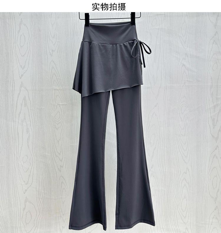 Product Introduction of 2024 Autumn and Winter New Fake Two-Piece Yoga Bell-Bottom Pants Women's Anti-Exposure High Waist Hip Lift Skinny Slimming Sports Culottes Womenswear Lingerie Comfort Basic 3