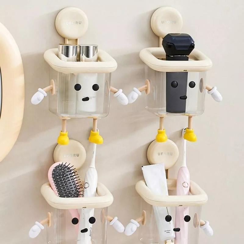 New Transparent Toothbrush Holder Wall-mounted Suction Cup Toilet Storage Rack No Punching Multifunctional Bathroom Storage Box 0