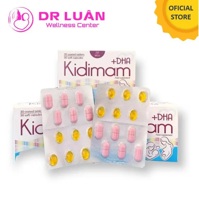 Kidimam+DHA - Vitamin Tổng Hợp, Acid Folic, Sắt, Dầu Cá, DHA, Vitamin B, Vitamin C (Hộp 30 viên) [Chính Hãng]