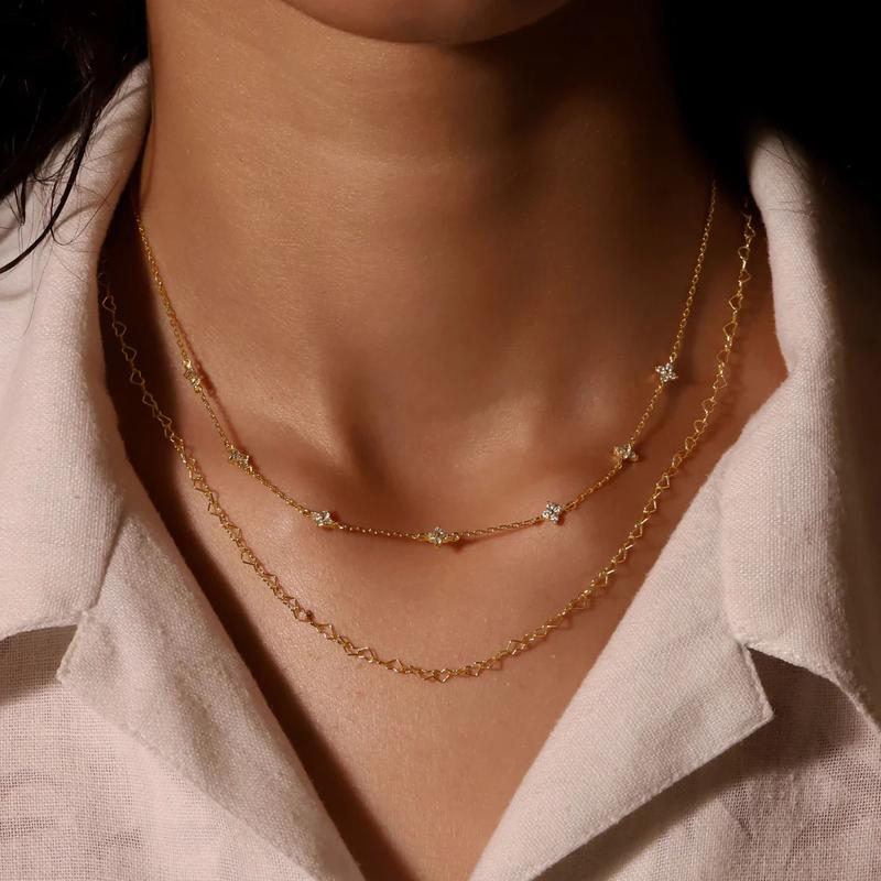 Product Introduction of AIDE 925 Sterling Silver Stacking Choker Chain Women Dainty Flower Zircon Necklace Geometry Korean Clavicle Neck Jewelry Gifts 11