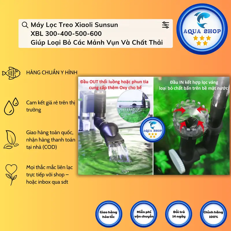 Máy Lọc Treo Xiaoli Sunsun XBL 300-400-500-600 Giúp Loại Bỏ Các Mảnh Vụn Và Chất Thải 6