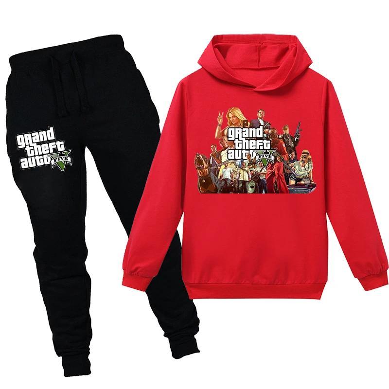 Product Introduction of Grand Theft Auto V GTA 5 Kids Pullover Clothes Sweatshirts+Pants 2pcs Sets Boys Cartoon Children Toddler Clothing Girls Outfits 12