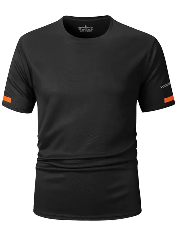 Men's Solid Quick Drying Short Sleeve Tee, Regular Fit Casual Breathable Round Neck T-shirt for Daily Wear, Men's Top for All Seasons 4