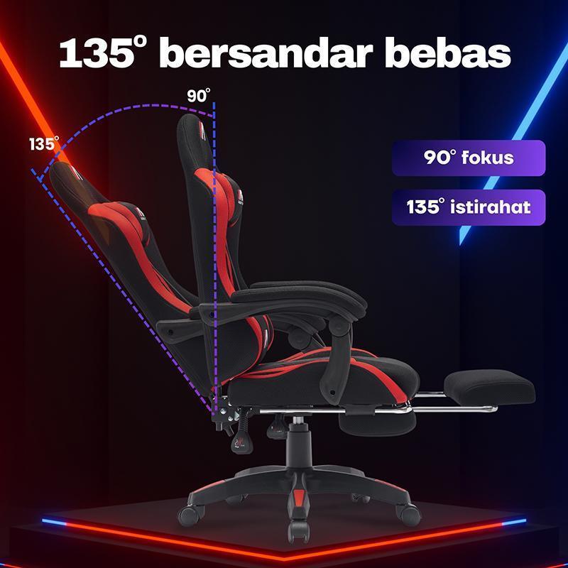 JOLEE- Kursi Gaming pijat dan relaksasi kelas atas, Kantor Jaring Kursi Kerja Ergonomis Kursi Gaming Chairs Besi Furniture Roda Sandaran - JF-G06 PINK+WHITE