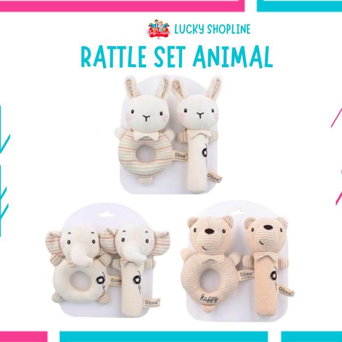 Jual [BIG SALE] Mainan Bayi Organic Cotton Rattle Set (2pcs) ANIMAL ...