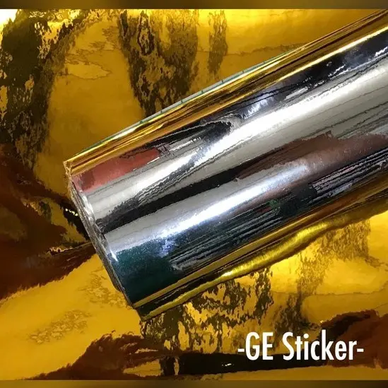STICKER CHROME KROM MIRROR SILVER GOLD 45cm x 50cm SKOTLET STIKER ...