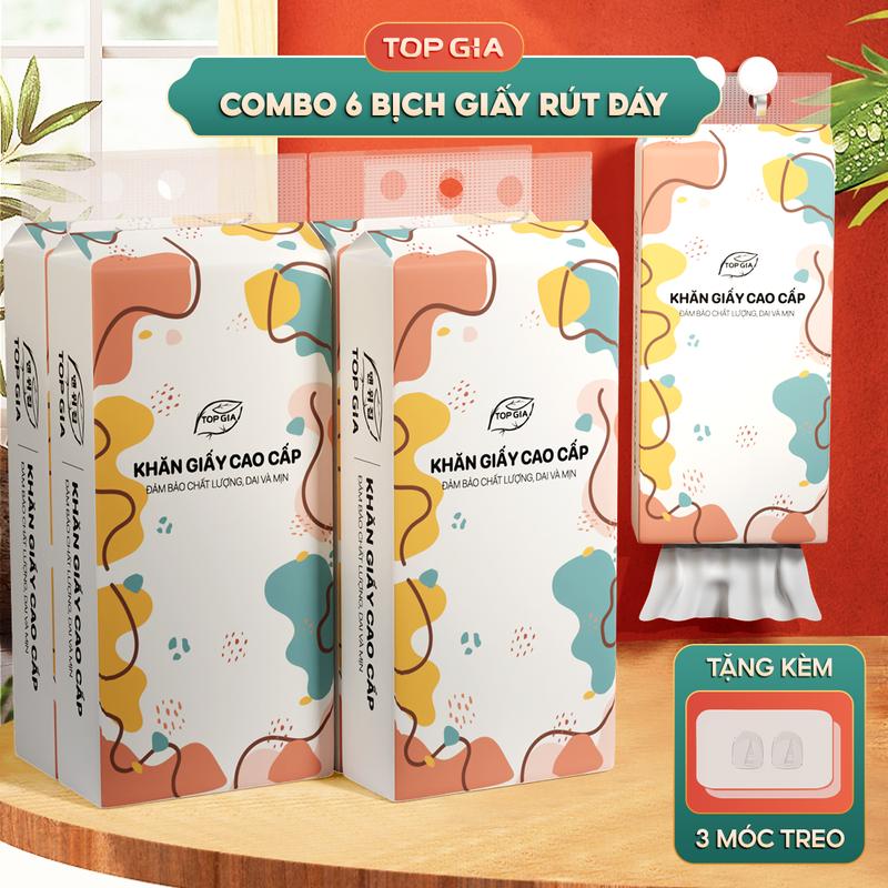 (6 BỊCH BẢN TO) Combo 6 bịch khăn giấy đa năng treo tường đa sắc tiện lợi TopGia (tặng móc treo tường) Giấy Ăn Khăn Giấy phòng bếp vn Giấy Vệ Sinh