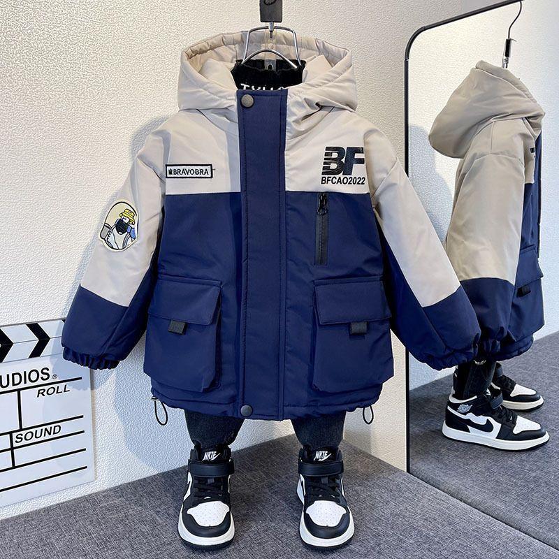 Áo Khoác Bé Trai, Áo Parka Lót Lông Cừu, Quần Áo Thu Đông Và Mùa Đông Cho Trẻ Em, Thời Trang, Dành Cho Bé Trai, Dày Dặn, Thích Hợp Đi Làm, Quần Áo Độn Bông, Thời Trang, Thoải Mái, Hàng Mới Về 2024