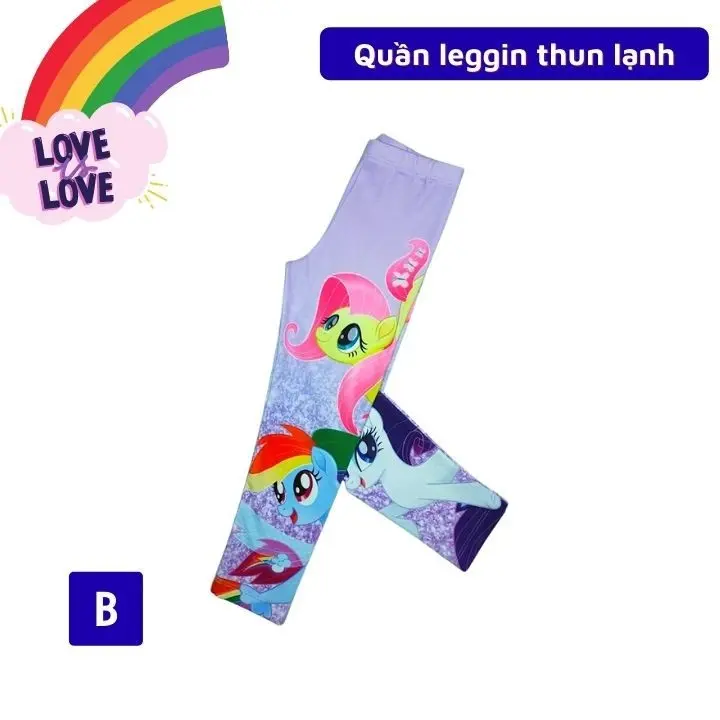 Quần leggin bé gái đẹp hình Elsa Pony từ 23-45kg - quần legging -thun lạnh 1