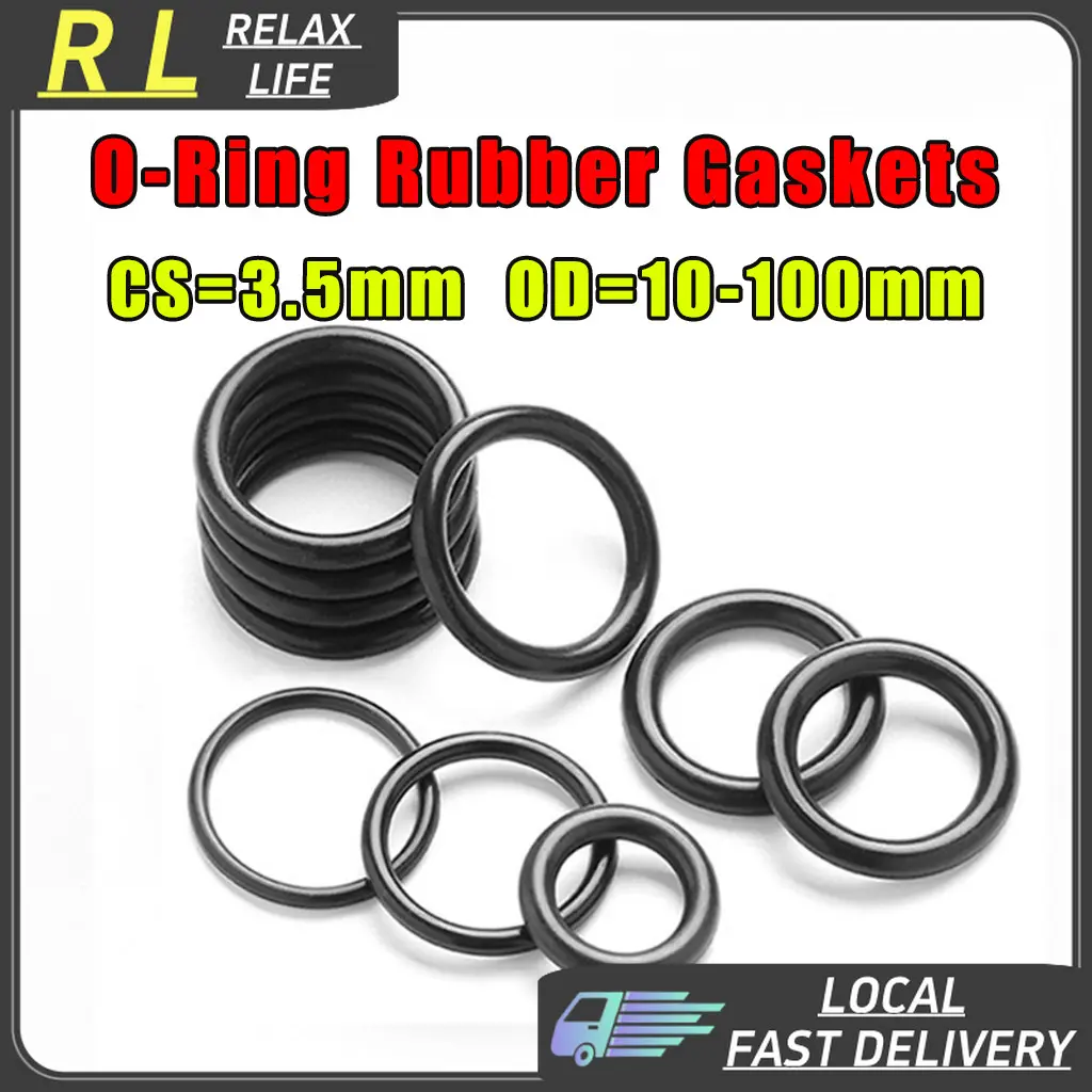 ✨RL✨cs3.5mm*OD10-100mm Black FKM O-ring Rubber Gaskets Seal Ring Set Washer Nitrile Rubber Washers High Pressure O-Rings NBR Faucet Sealing Valve O Rubber