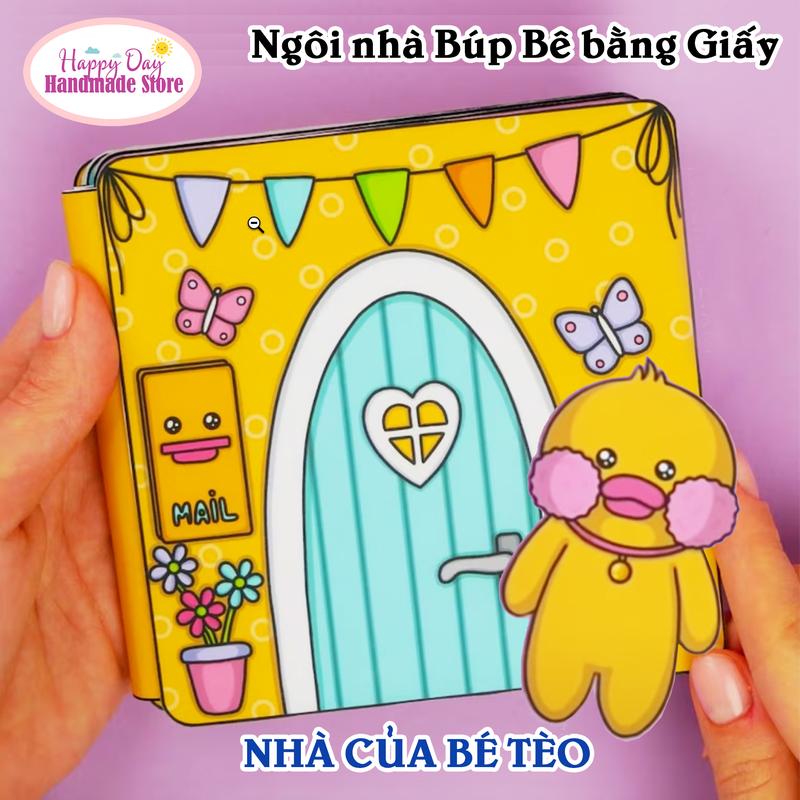Nhà Búp Bê Bằng Giấy chủ đề Nhà của bé Tèo - DIY Tự Làm cùng Con - 1 Bộ Búp Bê Bằng Giấy Bóc Dán Giúp Bé Tự Chơi - Đồ Chơi Cho Bé - SP06 Toy