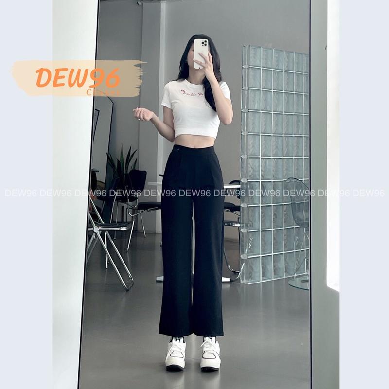 Quần ống suông nữ quần ống đứng nữ lưng cao cạp chun chất vải umi hàn co giãn 4 chiều mềm mịn có túi