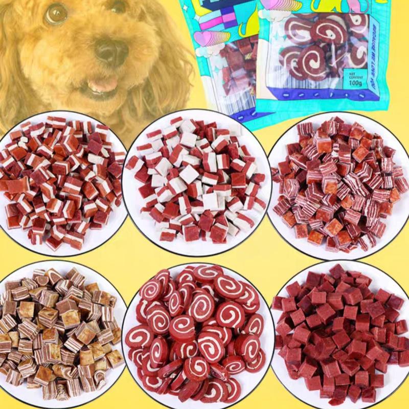 Product Introduction of Ngaupet- Đồ ăn thưởng cho chó (nhiều loại), Snack cho thú cưng ăn nhẹ bánh đa hương vị thịt bò, gà, phô mai viên thịt ngộ nghĩnh hấp dẫn giúp nghiền răng sạch răng gói 100g 3