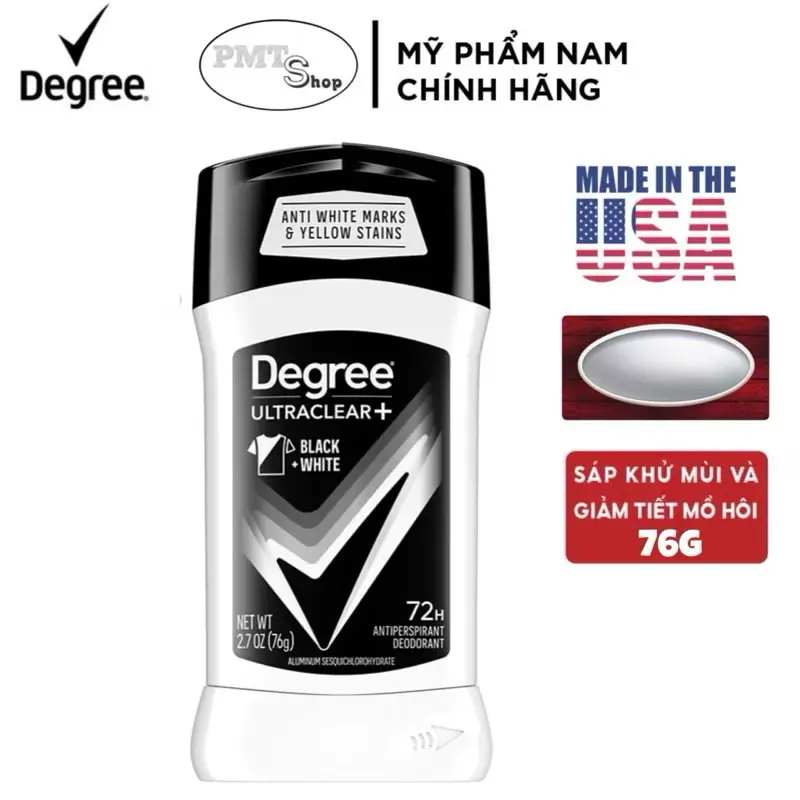 (NĐ Mỹ) Lăn sáp khử mùi Degree men UltraClear Black & White 76g (sáp trắng) Made in USA