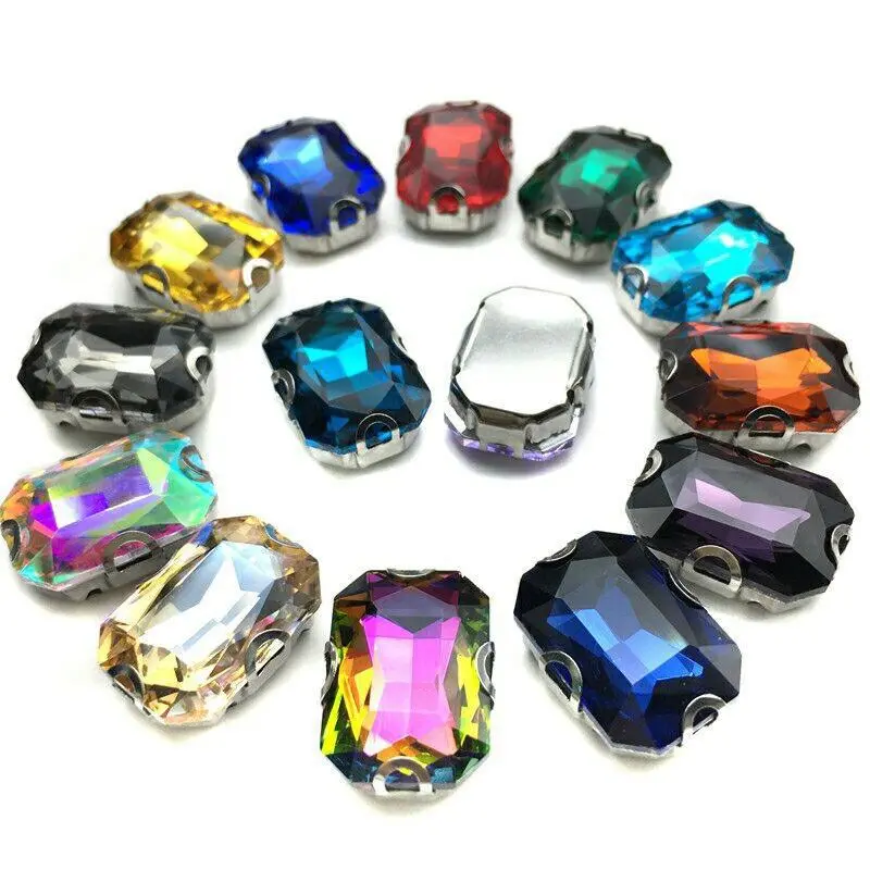 Đá Đế Chữ Nhật 18x25mm Đính Kết Trang Phục Thời Trang, Trang Trí Vương Miện 0