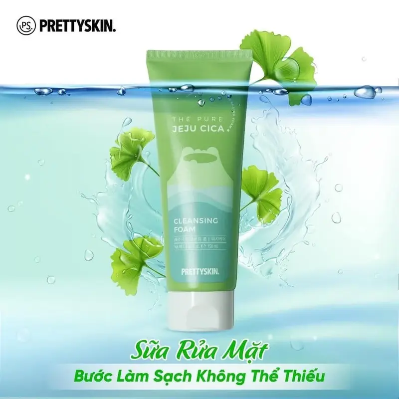 Sữa Rửa Mặt Rau Má JEJU CICA CLEANSING FOAM Pretty:skin 4