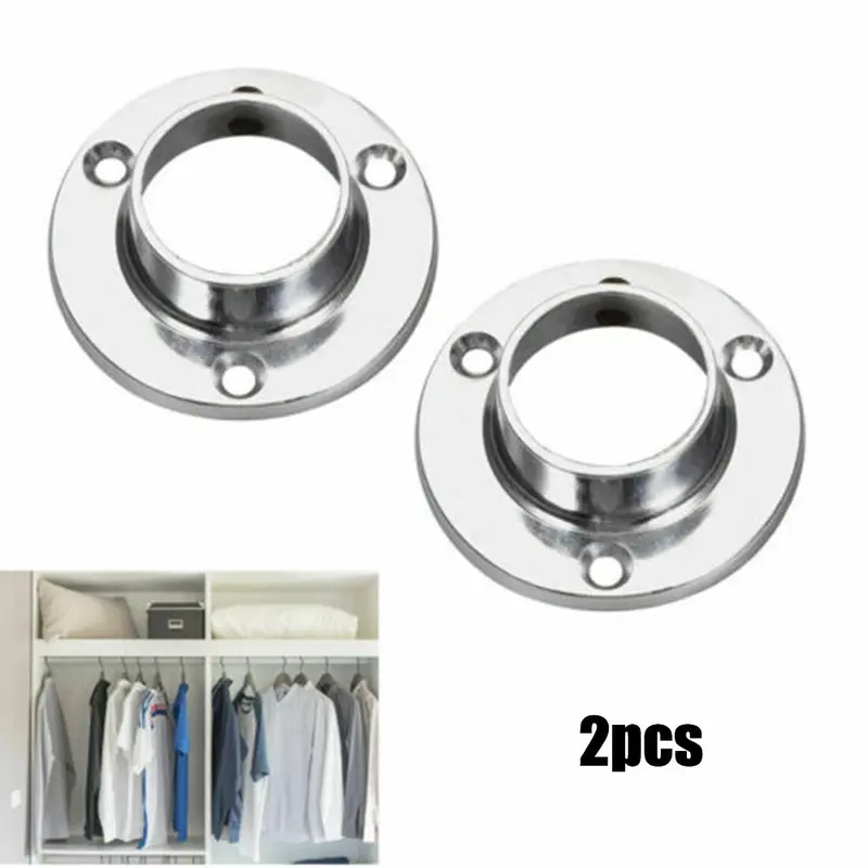 Giá Đỡ Thanh Treo Tủ Quần Áo, Chất Liệu Thép Không Gỉ, Giá Đỡ Ổ Cắm Mặt Bích 2 Chiếc, Cho Tủ Quần Áo 7